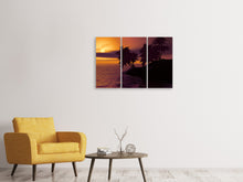 Laden Sie das Bild in den Galerie-Viewer, Leinwandbild 3-teilig Die einsame Insel im Sonnenuntergang
