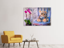 Laden Sie das Bild in den Galerie-Viewer, Leinwandbild 3-teilig Kamera Teddybär