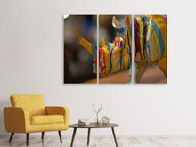 Laden Sie das Bild in den Galerie-Viewer, Leinwandbild 3-teilig Buntes Rino