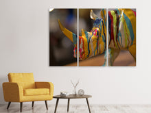 Laden Sie das Bild in den Galerie-Viewer, Leinwandbild 3-teilig Buntes Rino