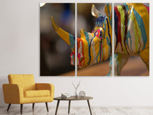 Laden Sie das Bild in den Galerie-Viewer, Leinwandbild 3-teilig Buntes Rino