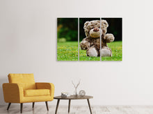 Laden Sie das Bild in den Galerie-Viewer, Leinwandbild 3-teilig Happy Teddybär