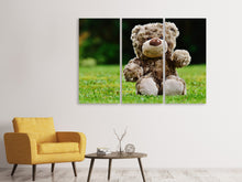 Laden Sie das Bild in den Galerie-Viewer, Leinwandbild 3-teilig Happy Teddybär
