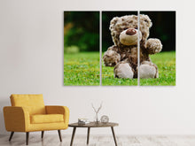 Laden Sie das Bild in den Galerie-Viewer, Leinwandbild 3-teilig Happy Teddybär