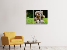 Laden Sie das Bild in den Galerie-Viewer, Leinwandbild 3-teilig Happy Teddybär