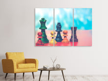 Laden Sie das Bild in den Galerie-Viewer, Leinwandbild 3-teilig Buntes Schach