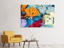 Laden Sie das Bild in den Galerie-Viewer, Leinwandbild 3-teilig Gestrickte Teddys
