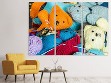 Laden Sie das Bild in den Galerie-Viewer, Leinwandbild 3-teilig Gestrickte Teddys