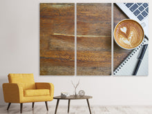 Laden Sie das Bild in den Galerie-Viewer, Leinwandbild 3-teilig Kaffee zur Arbeit