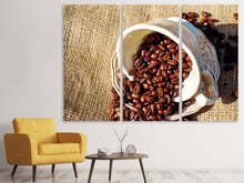 Laden Sie das Bild in den Galerie-Viewer, Leinwandbild 3-teilig Kaffeebohnen in der Tasse