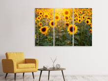 Laden Sie das Bild in den Galerie-Viewer, Leinwandbild 3-teilig Sonnenblumen Feld