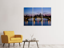 Laden Sie das Bild in den Galerie-Viewer, Leinwandbild 3-teilig Skyline in romantischer Stimmung