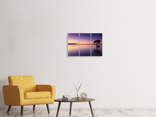 Laden Sie das Bild in den Galerie-Viewer, Leinwandbild 3-teilig Sonnenuntergang am Baum im Wasser