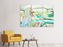 Laden Sie das Bild in den Galerie-Viewer, Leinwandbild 3-teilig Retro Lady
