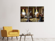 Laden Sie das Bild in den Galerie-Viewer, Leinwandbild 3-teilig Retro Wohnzimmer
