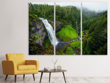 Laden Sie das Bild in den Galerie-Viewer, Leinwandbild 3-teilig Ausblick Wasserfall