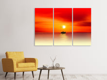 Laden Sie das Bild in den Galerie-Viewer, Leinwandbild 3-teilig Ein Fischer im Sonnenuntergang