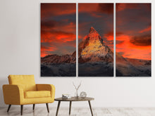 Laden Sie das Bild in den Galerie-Viewer, Leinwandbild 3-teilig Berge der Schweiz bei Sonnenuntergang