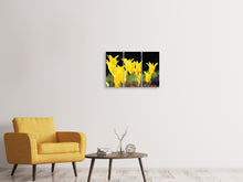 Laden Sie das Bild in den Galerie-Viewer, Leinwandbild 3-teilig Gelbe Tulpen in der Natur