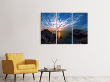 Laden Sie das Bild in den Galerie-Viewer, Leinwandbild 3-teilig Stimmungsvoller Sonnenuntergang am Meer