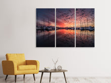 Laden Sie das Bild in den Galerie-Viewer, Leinwandbild 3-teilig Abendstimmung im Hafen