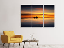 Laden Sie das Bild in den Galerie-Viewer, Leinwandbild 3-teilig Romantischer Sonnenuntergang auf dem Meer