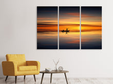 Laden Sie das Bild in den Galerie-Viewer, Leinwandbild 3-teilig Romantischer Sonnenuntergang auf dem Meer