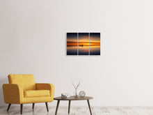 Laden Sie das Bild in den Galerie-Viewer, Leinwandbild 3-teilig Romantischer Sonnenuntergang auf dem Meer
