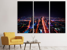 Laden Sie das Bild in den Galerie-Viewer, Leinwandbild 3-teilig Die bunten Lichter von Dubai