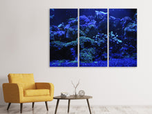 Laden Sie das Bild in den Galerie-Viewer, Leinwandbild 3-teilig Korallenriff in blau