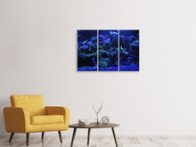 Laden Sie das Bild in den Galerie-Viewer, Leinwandbild 3-teilig Korallenriff in blau