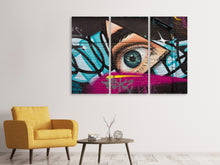 Laden Sie das Bild in den Galerie-Viewer, Leinwandbild 3-teilig Street Art Das Auge