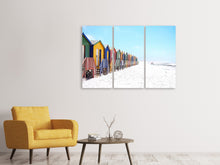 Laden Sie das Bild in den Galerie-Viewer, Leinwandbild 3-teilig Bunte Strandhäuser