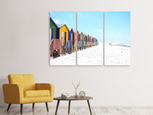 Laden Sie das Bild in den Galerie-Viewer, Leinwandbild 3-teilig Bunte Strandhäuser