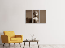 Laden Sie das Bild in den Galerie-Viewer, Leinwandbild 3-teilig Buddha in Meditation XL