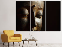 Laden Sie das Bild in den Galerie-Viewer, Leinwandbild 3-teilig Close up Buddha Kopf