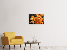 Laden Sie das Bild in den Galerie-Viewer, Leinwandbild 3-teilig Orchideen mit orangen Blüten