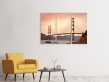 Laden Sie das Bild in den Galerie-Viewer, Leinwandbild 3-teilig Golden Gate Brücke im Abendlicht