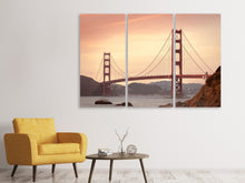 Laden Sie das Bild in den Galerie-Viewer, Leinwandbild 3-teilig Golden Gate Brücke im Abendlicht