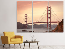 Laden Sie das Bild in den Galerie-Viewer, Leinwandbild 3-teilig Golden Gate Brücke im Abendlicht