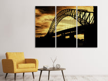 Laden Sie das Bild in den Galerie-Viewer, Leinwandbild 3-teilig Brücke im Abendlicht