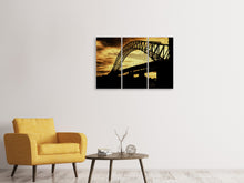 Laden Sie das Bild in den Galerie-Viewer, Leinwandbild 3-teilig Brücke im Abendlicht