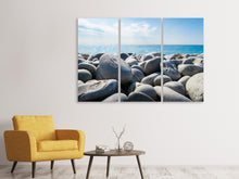 Laden Sie das Bild in den Galerie-Viewer, Leinwandbild 3-teilig Strand Steine