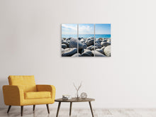 Laden Sie das Bild in den Galerie-Viewer, Leinwandbild 3-teilig Strand Steine