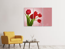 Laden Sie das Bild in den Galerie-Viewer, Leinwandbild 3-teilig Roter Tulpenstrauss