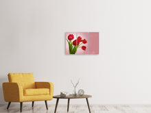 Laden Sie das Bild in den Galerie-Viewer, Leinwandbild 3-teilig Roter Tulpenstrauss