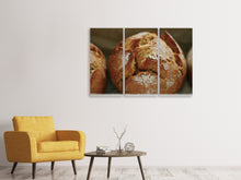 Laden Sie das Bild in den Galerie-Viewer, Leinwandbild 3-teilig XXL Roggenbrötchen