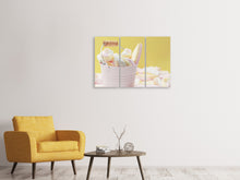Laden Sie das Bild in den Galerie-Viewer, Leinwandbild 3-teilig Marshmallow im Eimer