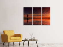Laden Sie das Bild in den Galerie-Viewer, Leinwandbild 3-teilig Roter Himmel am Leuchtturm