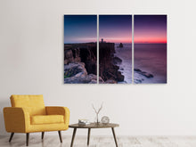 Laden Sie das Bild in den Galerie-Viewer, Leinwandbild 3-teilig Der Leuchtturm in der Abenddämmerung